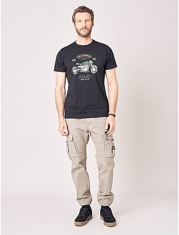 T-shirt regular homme en 100% coton jersey imprimé moto vintage 'deeluxe'
