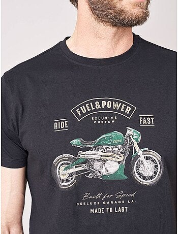 T-shirt regular homme en 100% coton jersey imprimé moto vintage 'deeluxe'