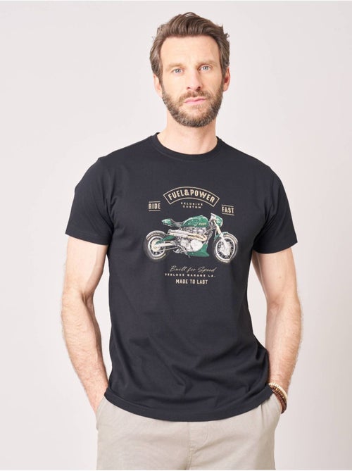 T-shirt regular homme en 100% coton jersey imprimé moto vintage 'Deeluxe' - Kiabi
