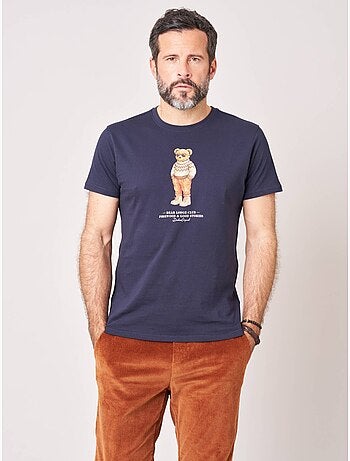 T-shirt regular homme en 100% coton jersey imprimé ours 'deeluxe'