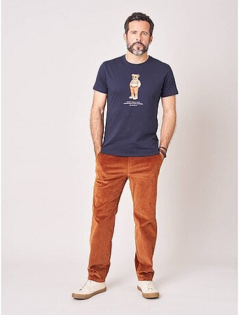 T-shirt regular homme en 100% coton jersey imprimé ours 'deeluxe'