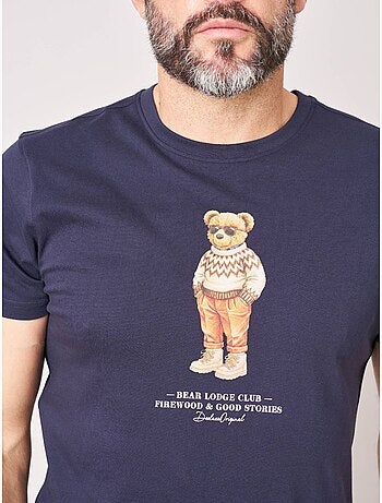 T-shirt regular homme en 100% coton jersey imprimé ours 'deeluxe'