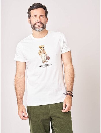 T-shirt regular homme en 100% coton jersey imprimé ours 'Deeluxe'