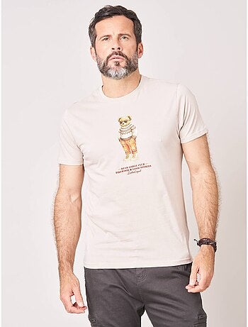 T-shirt regular homme en 100% coton jersey imprimé ours 'deeluxe'