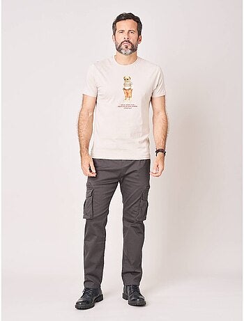 T-shirt regular homme en 100% coton jersey imprimé ours 'deeluxe'