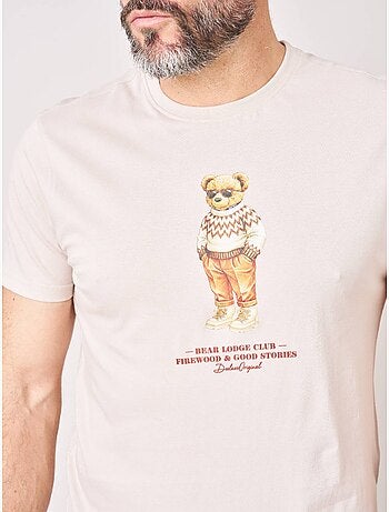 T-shirt regular homme en 100% coton jersey imprimé ours 'deeluxe'