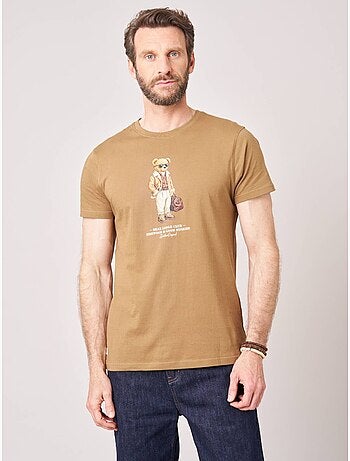 T-shirt regular homme en 100% coton jersey imprimé ours 'deeluxe'