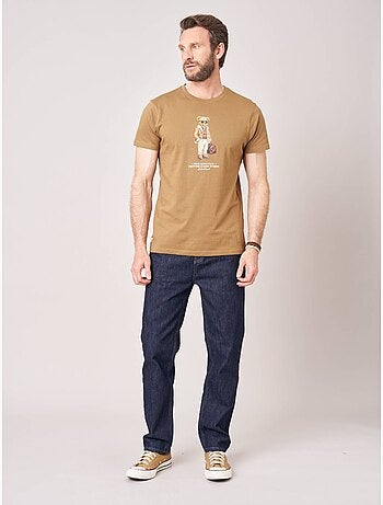 T-shirt regular homme en 100% coton jersey imprimé ours 'deeluxe'
