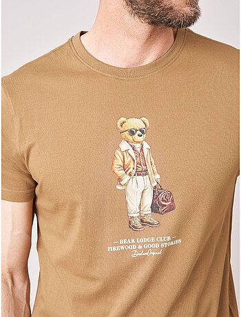 T-shirt regular homme en 100% coton jersey imprimé ours 'deeluxe'