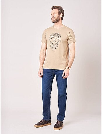 T-shirt regular homme en 100% coton jersey imprimé tête de mort à motif floral 'deeluxe'