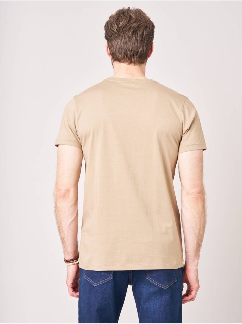 T-shirt regular homme en 100% coton jersey imprimé tête de mort à motif floral 'Deeluxe' Beige sable - Kiabi