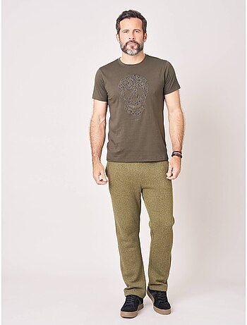 T-shirt regular homme en 100% coton jersey imprimé tête de mort à motif floral 'deeluxe'