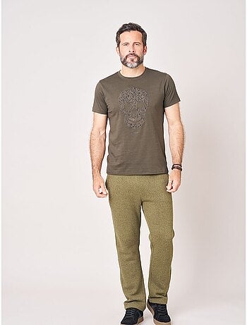 T-shirt regular homme en jersey 100% coton imprimé tête de mort à motif floral 'deeluxe'