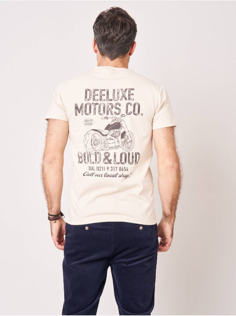 T-shirt regular homme imprimé moto vintage 'Deeluxe' Beige coquille - Kiabi