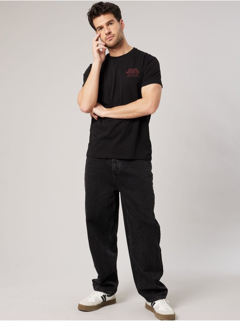 T-shirt regular homme imprimé moto vintage 'Deeluxe' Noir - Kiabi