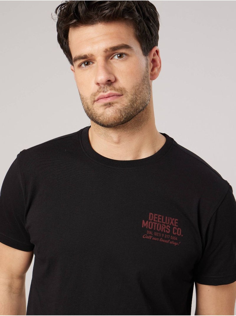 T-shirt regular homme imprimé moto vintage 'Deeluxe' Noir - Kiabi