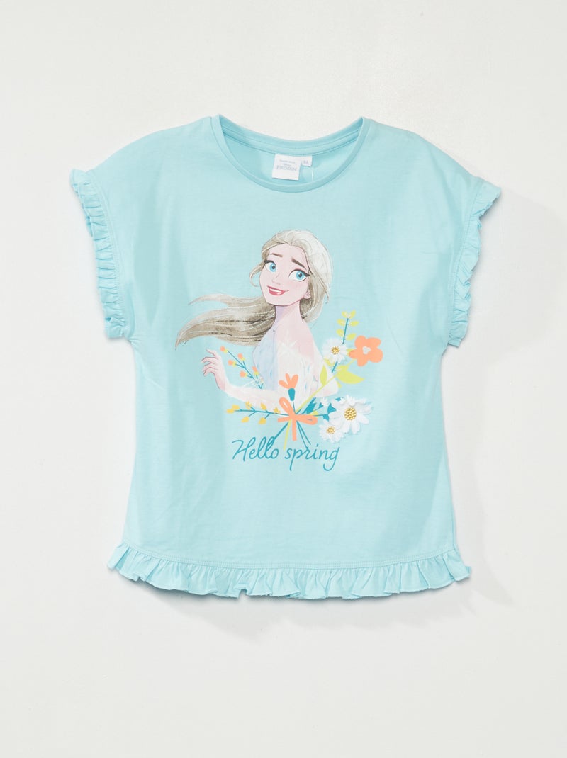 T-shirt 'Reine des neiges' 'Disney' volantés bleu - Kiabi
