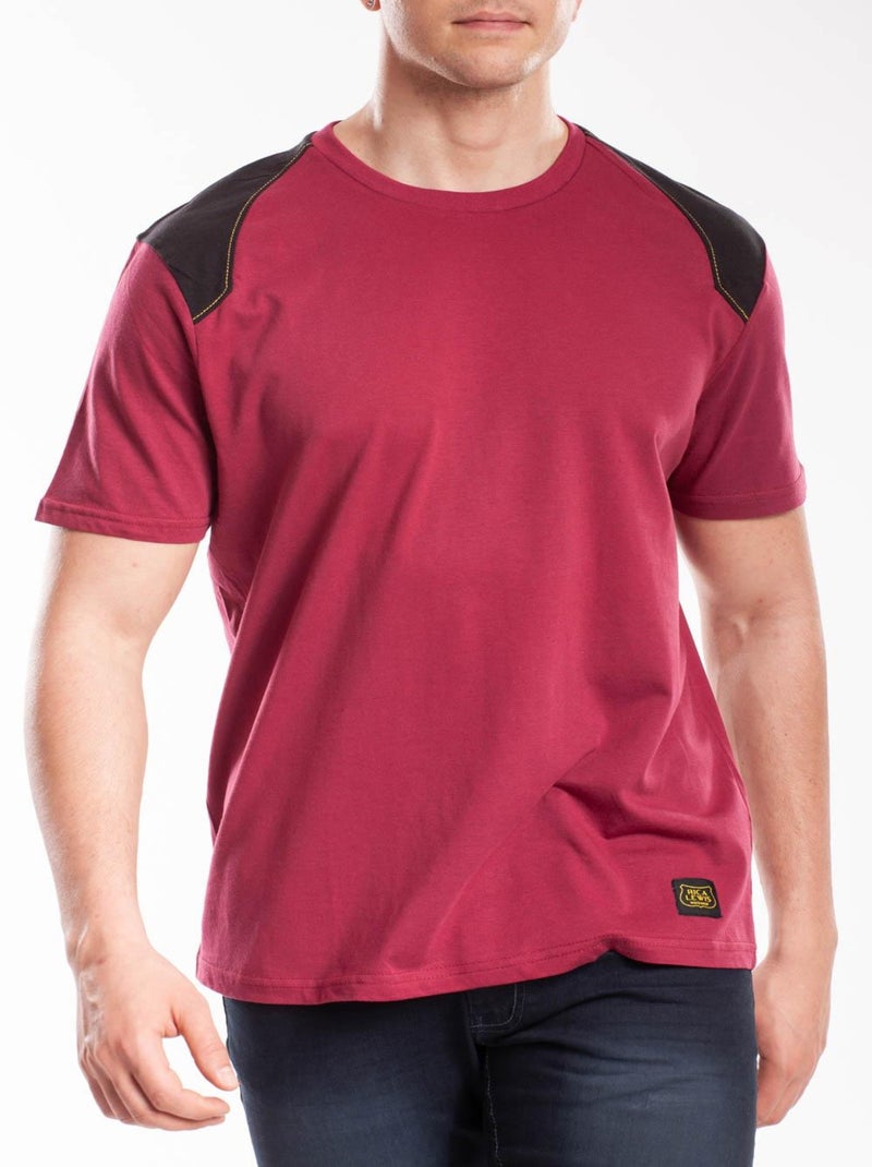 T-shirt renforcé coton WORKTS 'Rica Lewis' Rouge - Kiabi