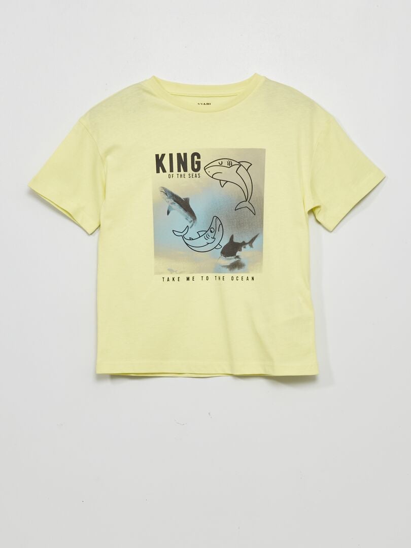T-shirt 'requins' vert citron - Kiabi