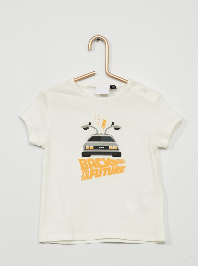 T-shirt 'Retour vers le futur' à col rond Blanc 'voiture' - Kiabi
