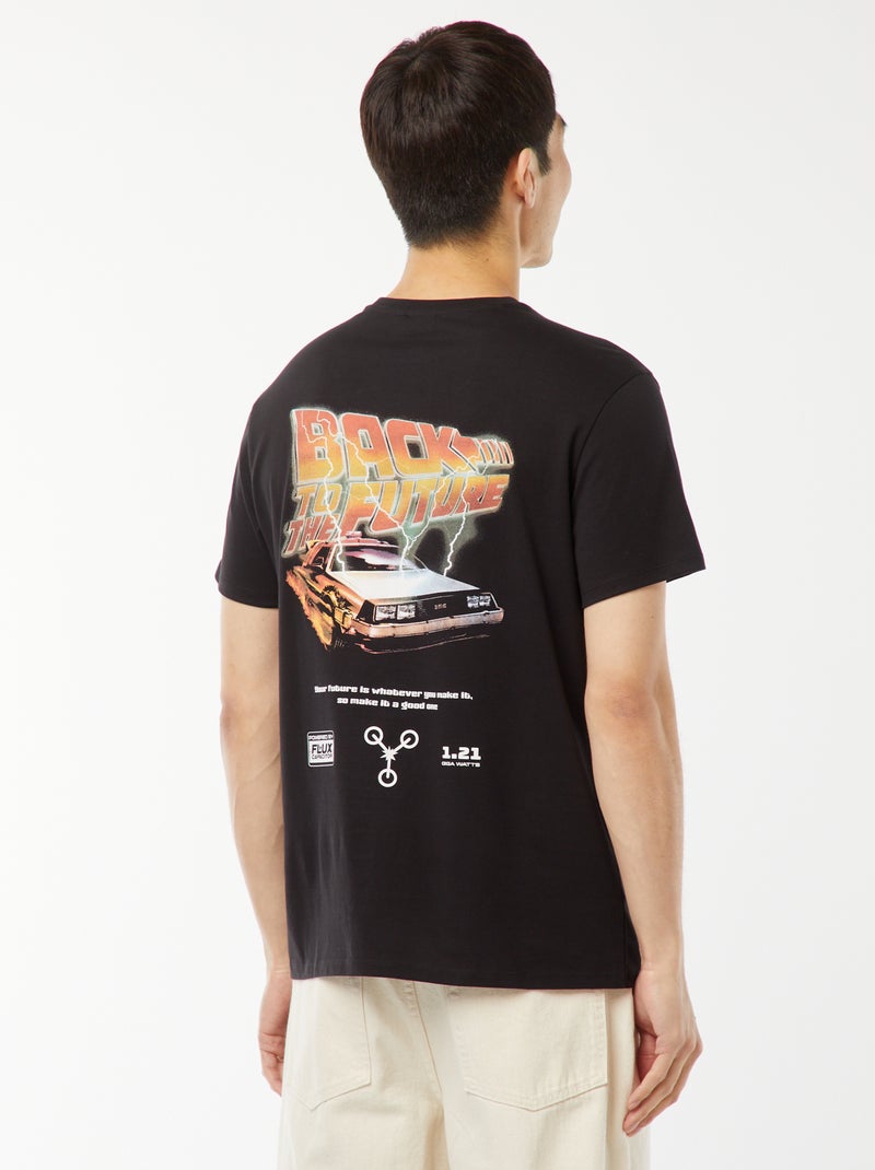 T-shirt 'Retour vers le futur' imprimé recto/verso Noir - Kiabi