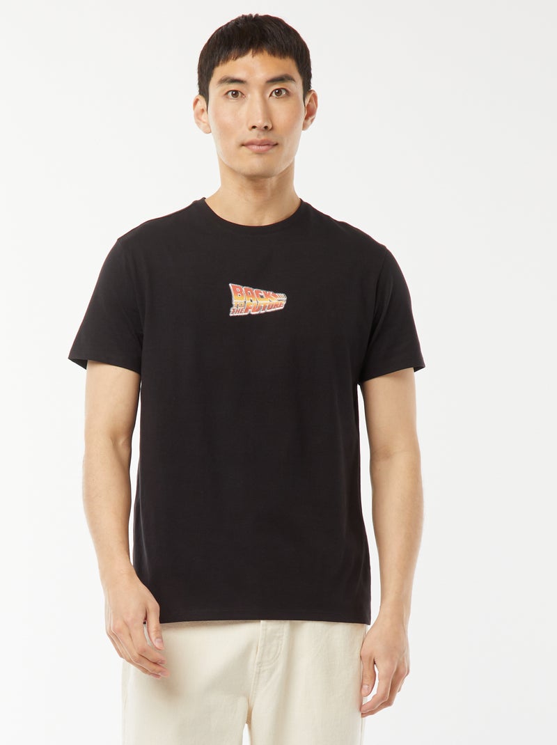 T-shirt 'Retour vers le futur' imprimé recto/verso Noir - Kiabi