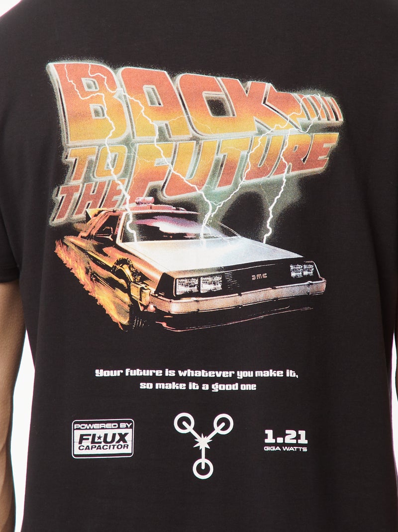 T-shirt 'Retour vers le futur' imprimé recto/verso Noir - Kiabi