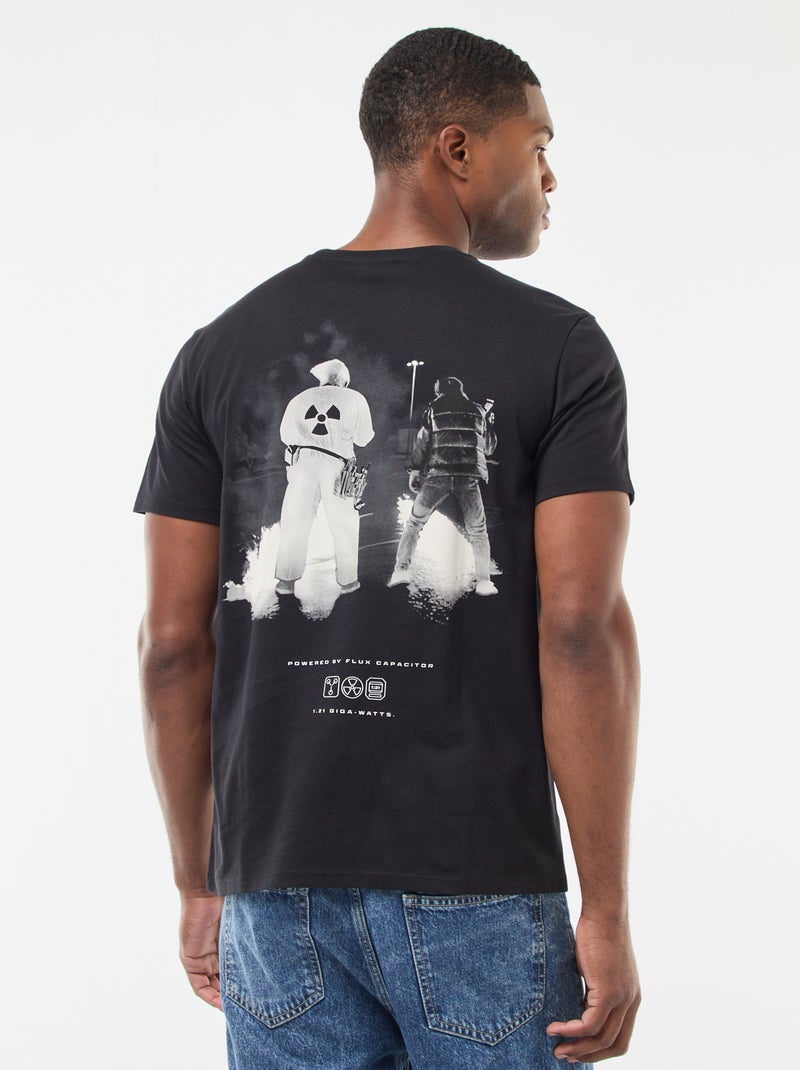 T-shirt 'Retour vers le futur' imprimé recto/verso Noir - Kiabi