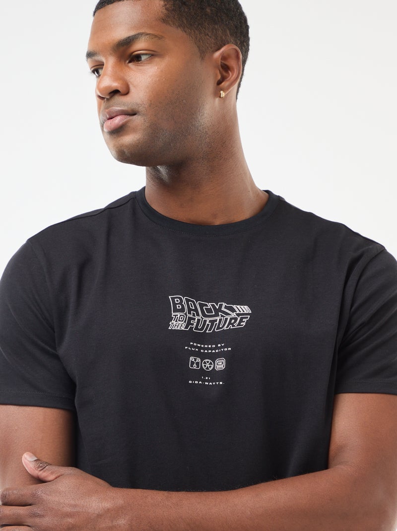 T-shirt 'Retour vers le futur' imprimé recto/verso Noir - Kiabi