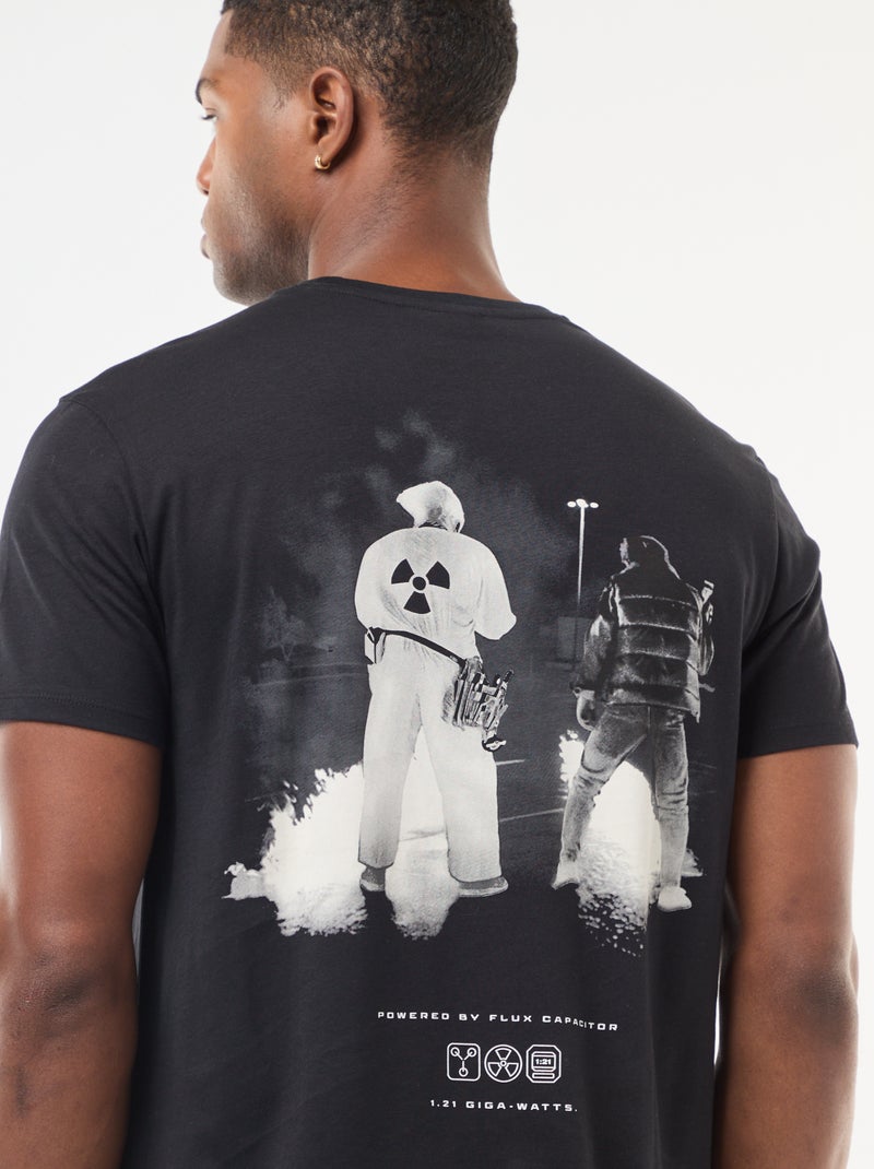 T-shirt 'Retour vers le futur' imprimé recto/verso Noir - Kiabi