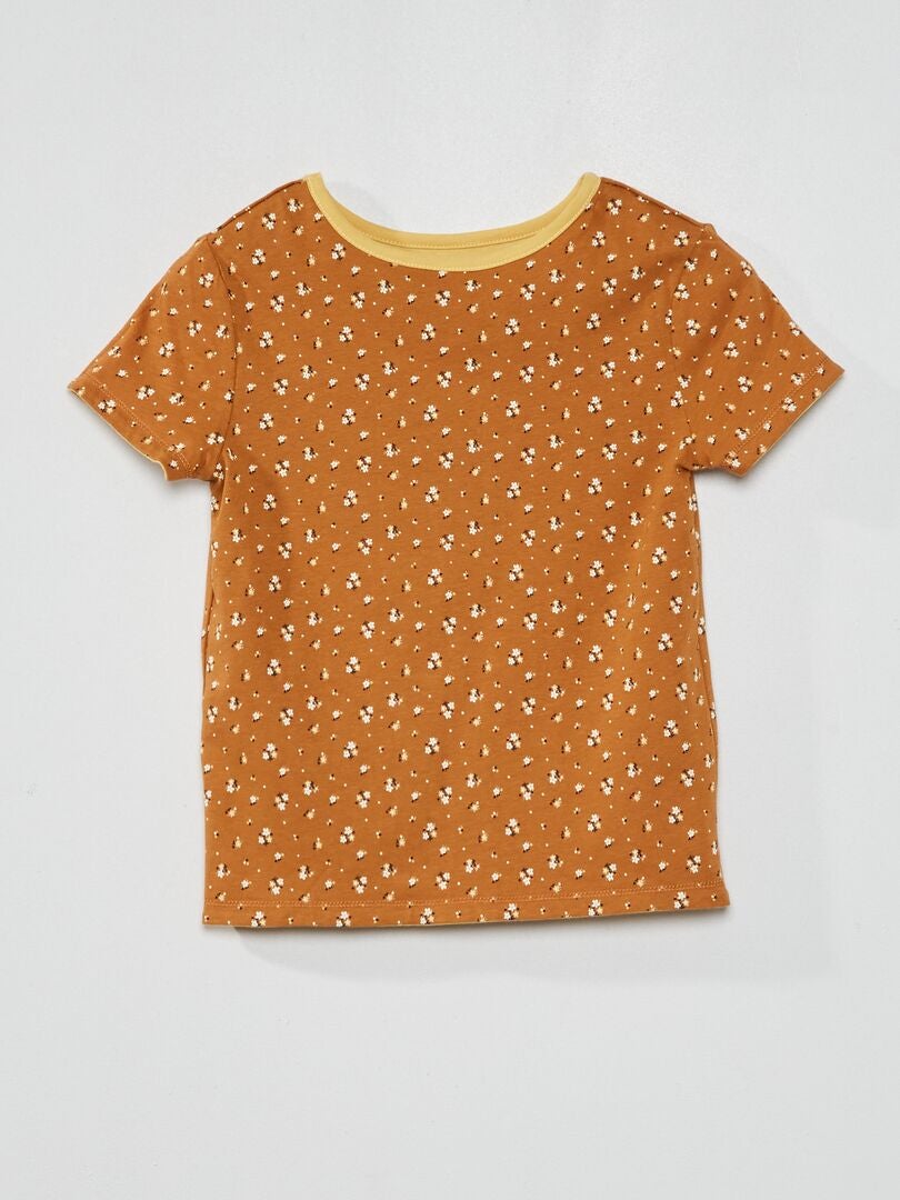 T-shirt réversible manches courtes Marron/jaune - Kiabi