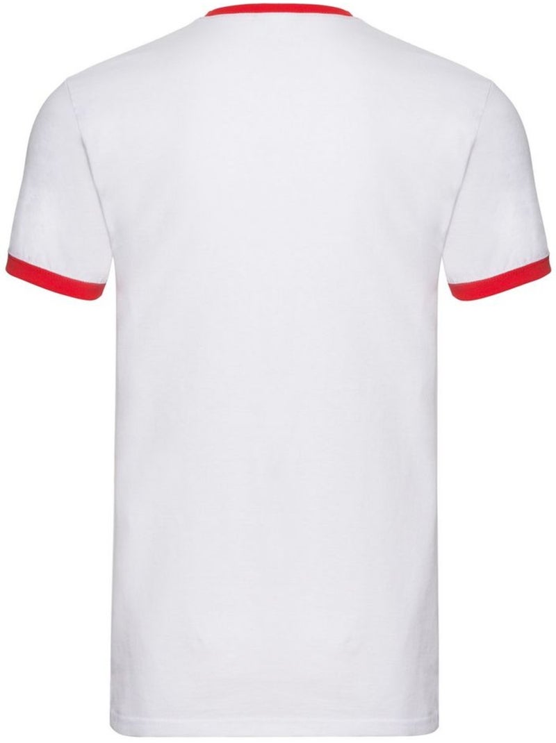 T-shirt ringer - fruit of the loom Blanc/Rouge - Kiabi