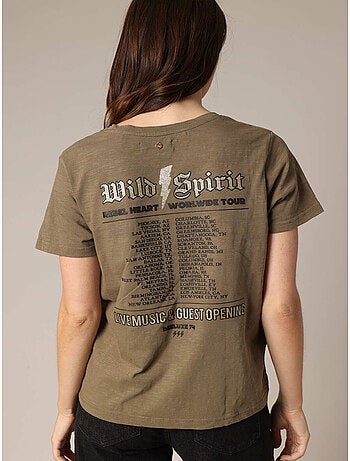 T-shirt rock 100% coton à imprimé tigre et typographie métallisée 'deeluxe'