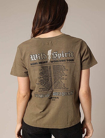 T-shirt rock 100% coton à imprimé tigre et typographie métallisée
'Deeluxe'