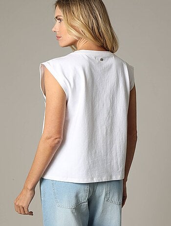 T-shirt rock en jersey de coton avec strass 'Deeluxe'