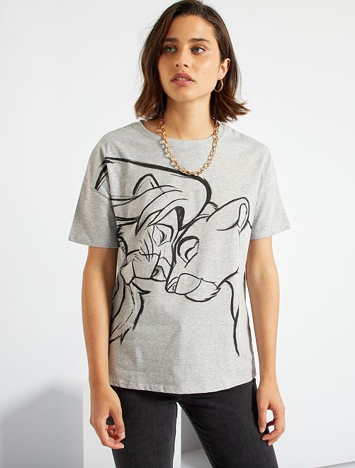 T-shirt 'Marie' des 'Aristochats'                                                                     gris chiné lions 
