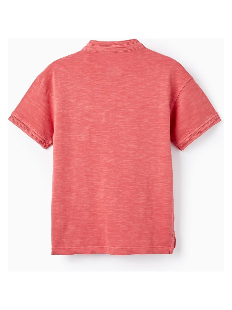 T-shirt rouge style polo à manches courtes pour garçon manches courtes CUBA Rose - Kiabi