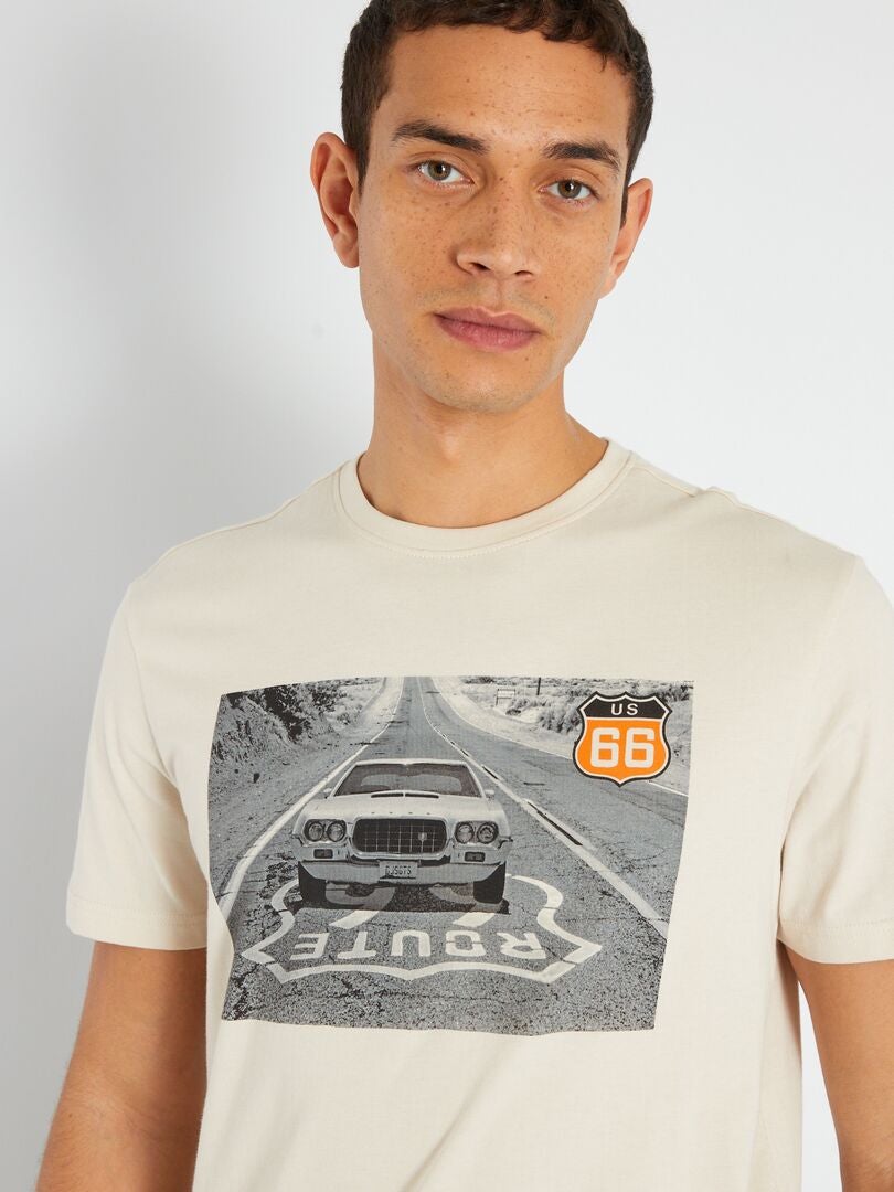 T-shirt 'Route 66' en jersey Blanc - Kiabi