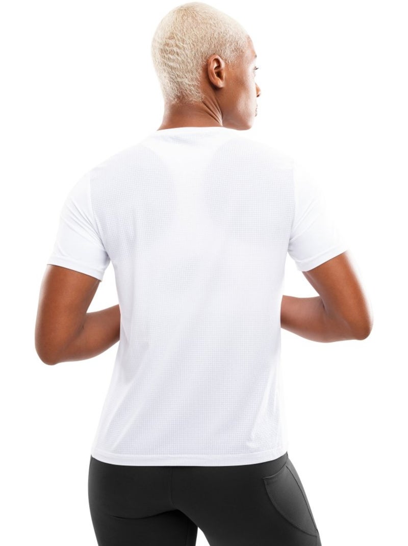 T-shirt running manches courtes femme fitness femme singapore Blanc - Kiabi
