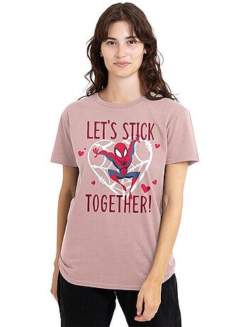 T-shirt saint-valentin let´s stick together - homme araignée (spider-man)