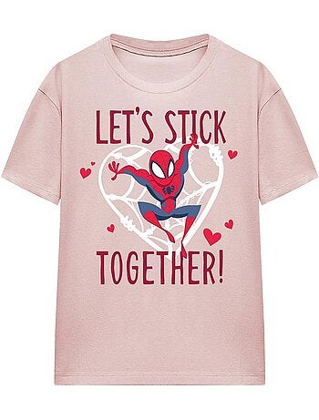 T-shirt saint-valentin let´s stick together - homme araignée (spider-man)
