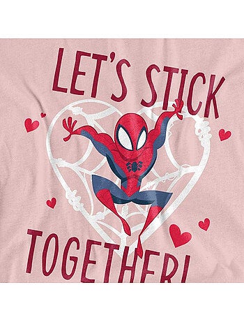 T-shirt saint-valentin let´s stick together - homme araignée (spider-man)