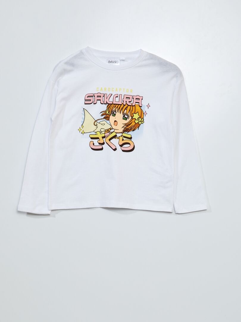 T-shirt 'Sakura' manches longues BLANC NEIG - Kiabi