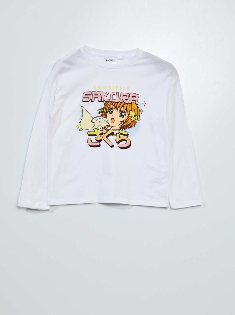 T-shirt 'Sakura' manches longues BLANC NEIG - Kiabi