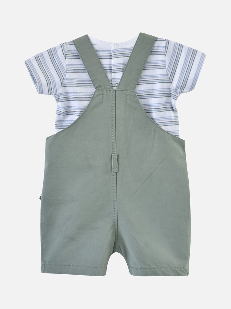 T SHIRT SALOPETTE BEBE TWILL ETHAN Vert - Kiabi