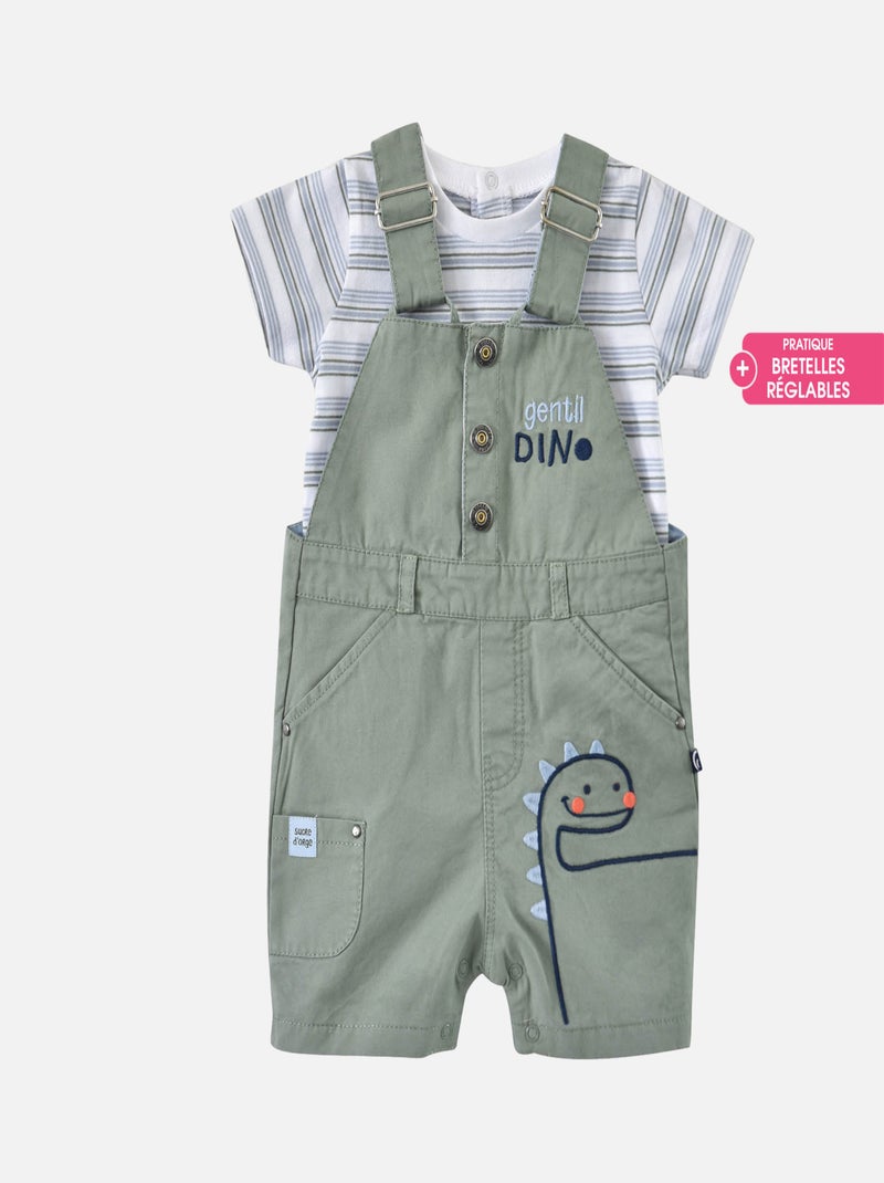 T SHIRT SALOPETTE BEBE TWILL ETHAN Vert - Kiabi