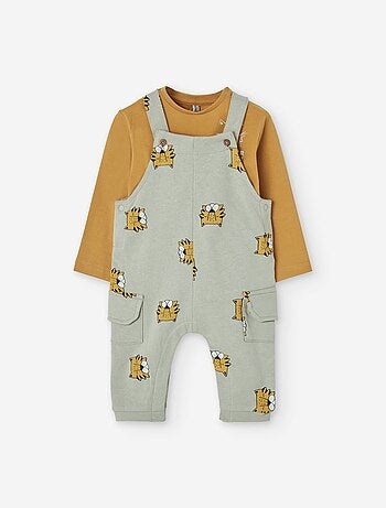 T-shirt + salopette en coton à motif tigre