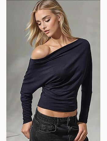 T-shirt sans bretelles à manches longues et col bateau hiccup