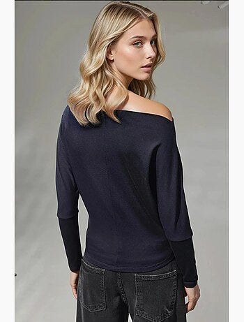 T-shirt sans bretelles à manches longues et col bateau hiccup