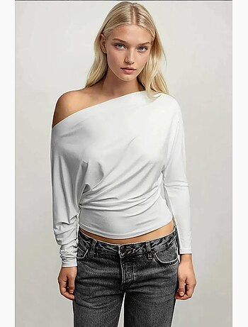 T-shirt sans bretelles à manches longues et col bateau hiccup